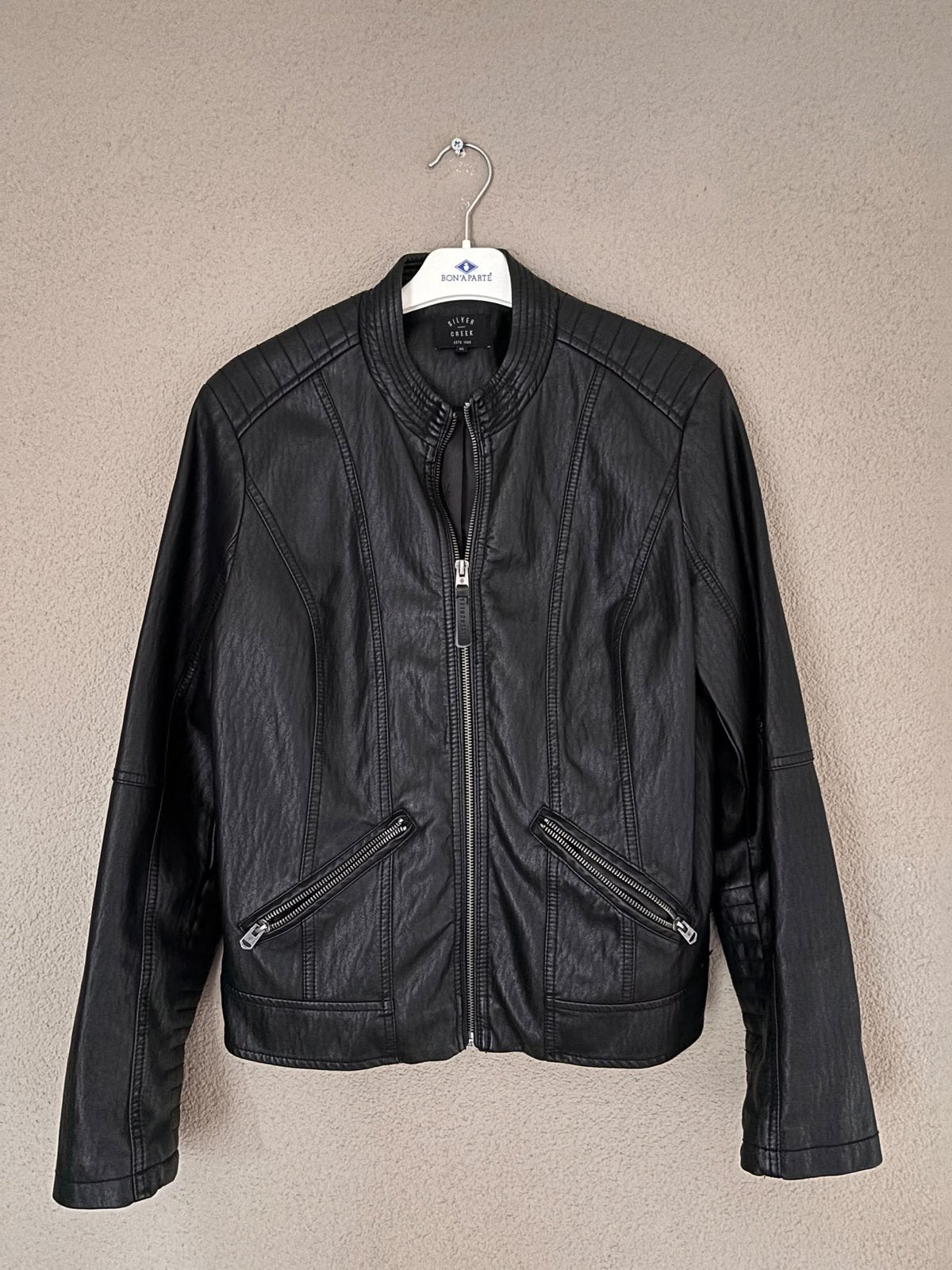 Zwart leren jasje van VERO MODA, maat M, Kleding | Dames, Ophalen of Verzenden, Zo goed als nieuw, Maat 38/40 (M), Zwart