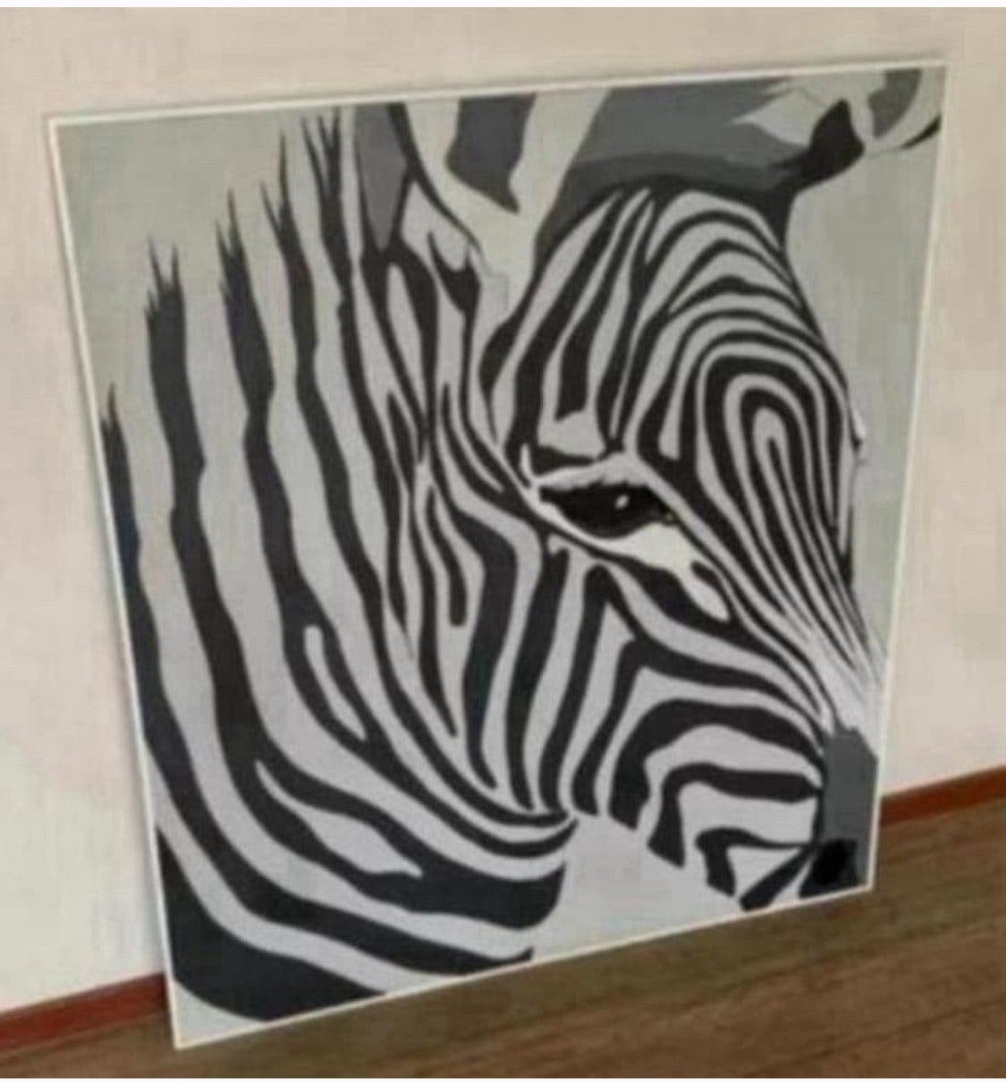 Groot schilderij- Zebra- design- gesigneerd, Ophalen, Meerkleurig, Textiel, Schilderij/print