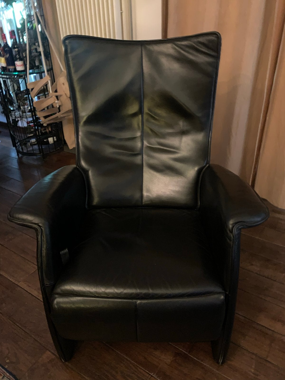 Zwarte leren fauteuil - Comfortabel en stijlvol, Ophalen of Verzenden, Gebruikt, Leer, 75 tot 100 cm
