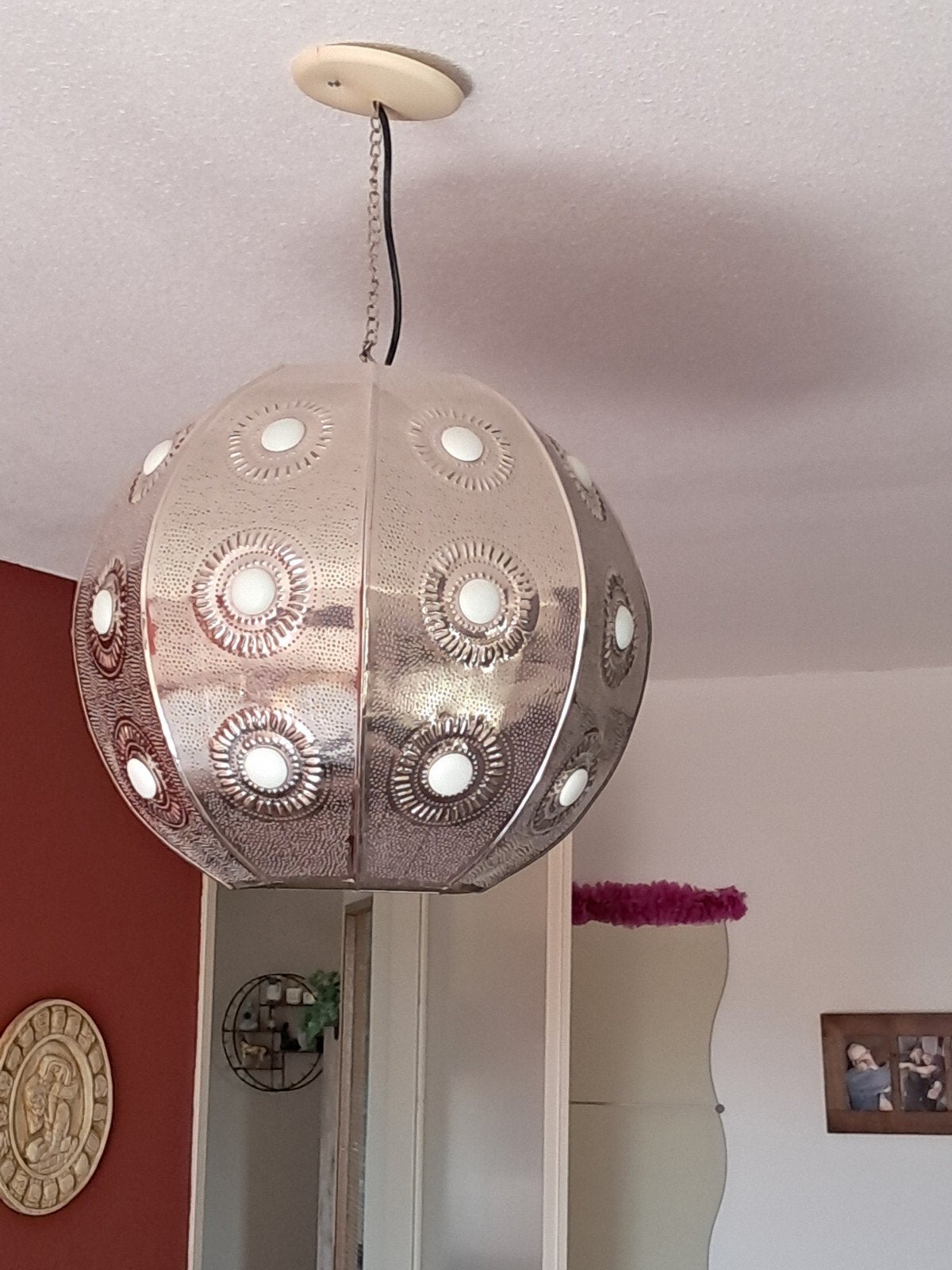 Vintage Marokkaanse Hanglamp - Metaal met Patroon, Ophalen, Gebruikt, Marokkaans, Vintage, E27 (groot)