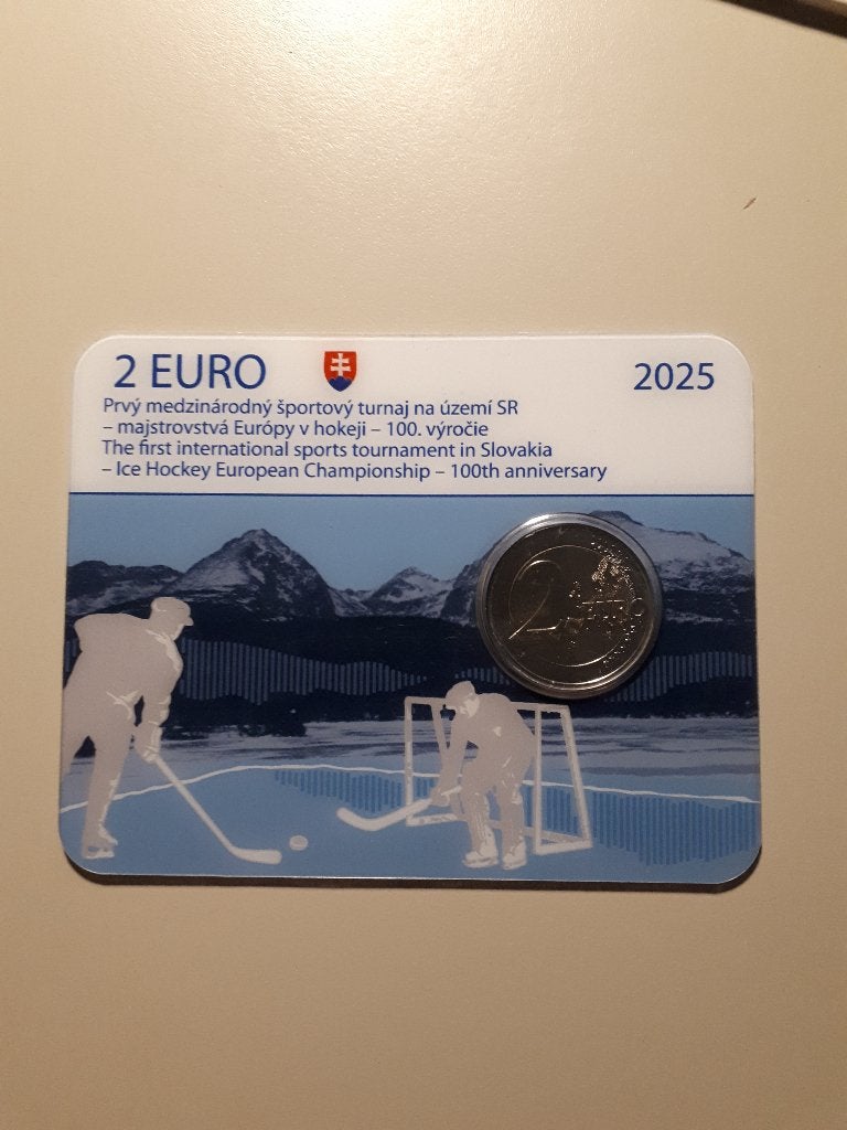Slowakije 2025: 2 Euro EK IJshockey (BU, coincard), Verzenden, Slowakije, 2 euro