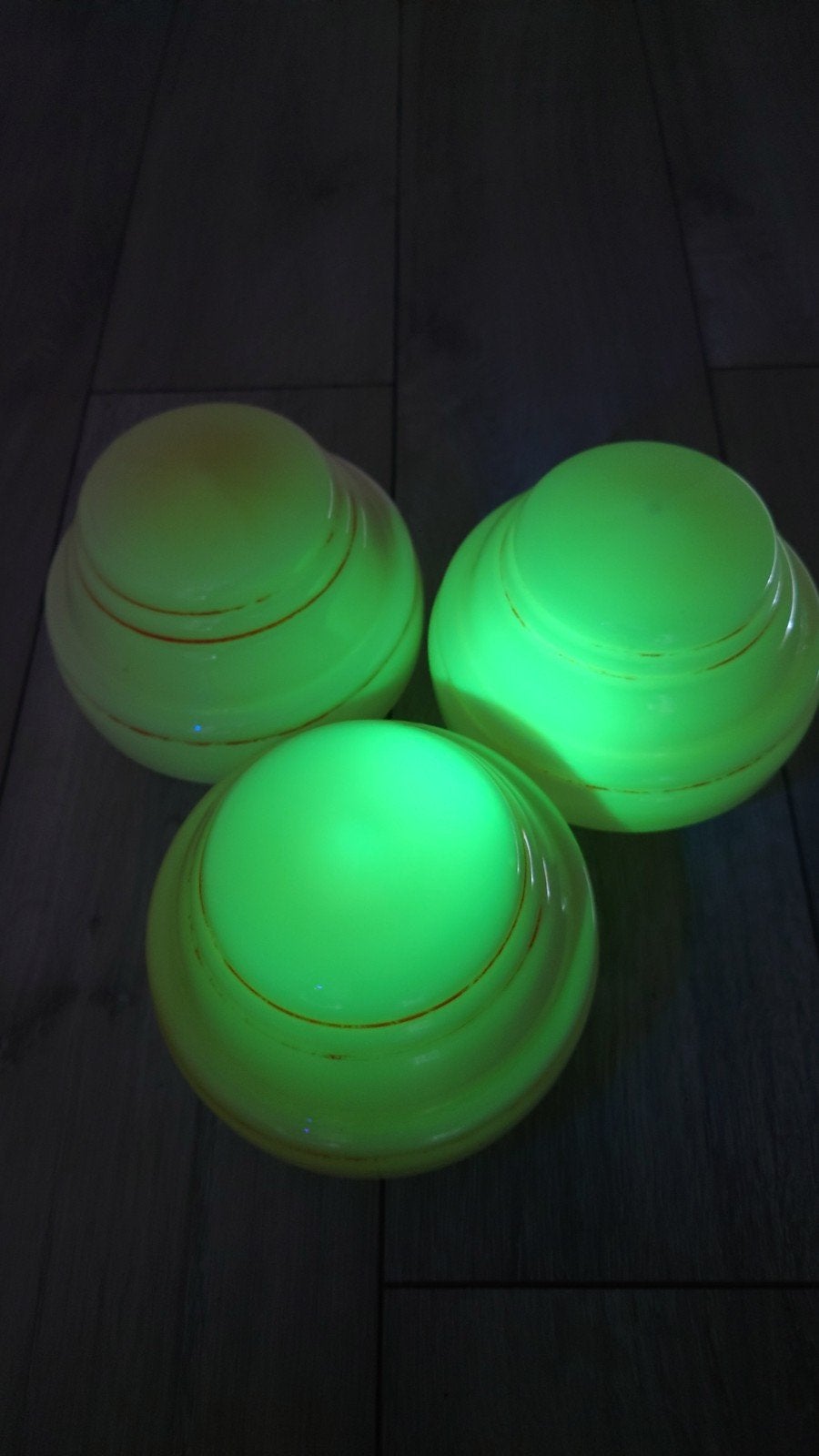 3 lampenkappen set van uranium glas, Ophalen of Verzenden