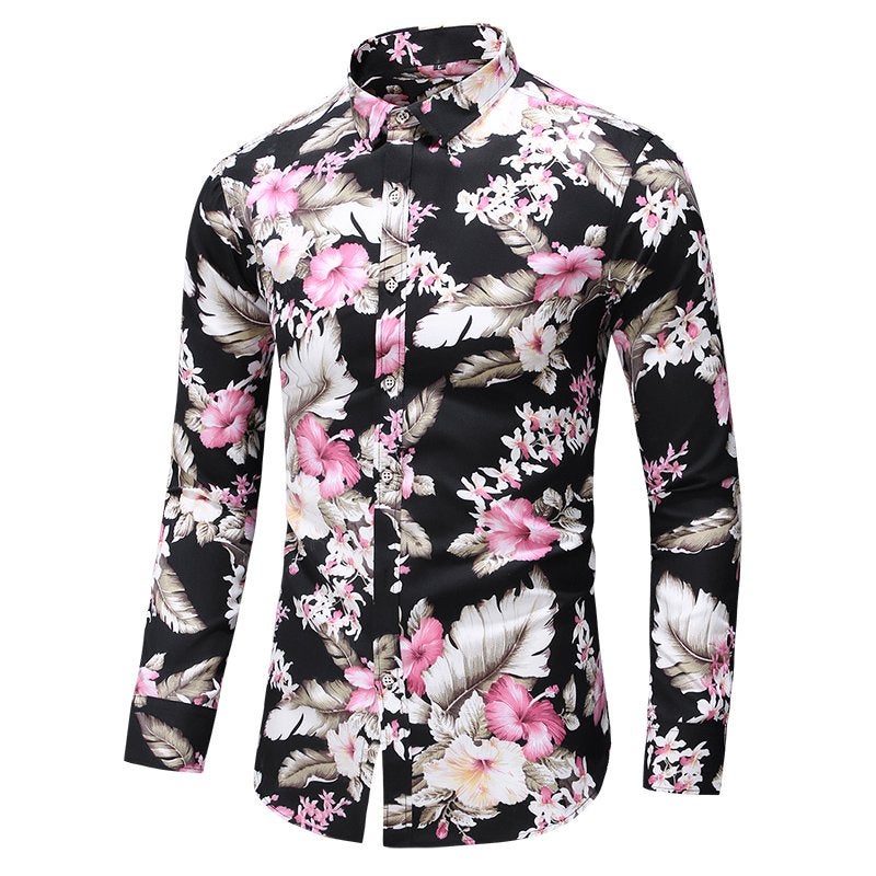 Zwart overhemd met bloemen (heren mannen shirt), Verzenden, Nieuw, Zwart, Overige halswijdtes