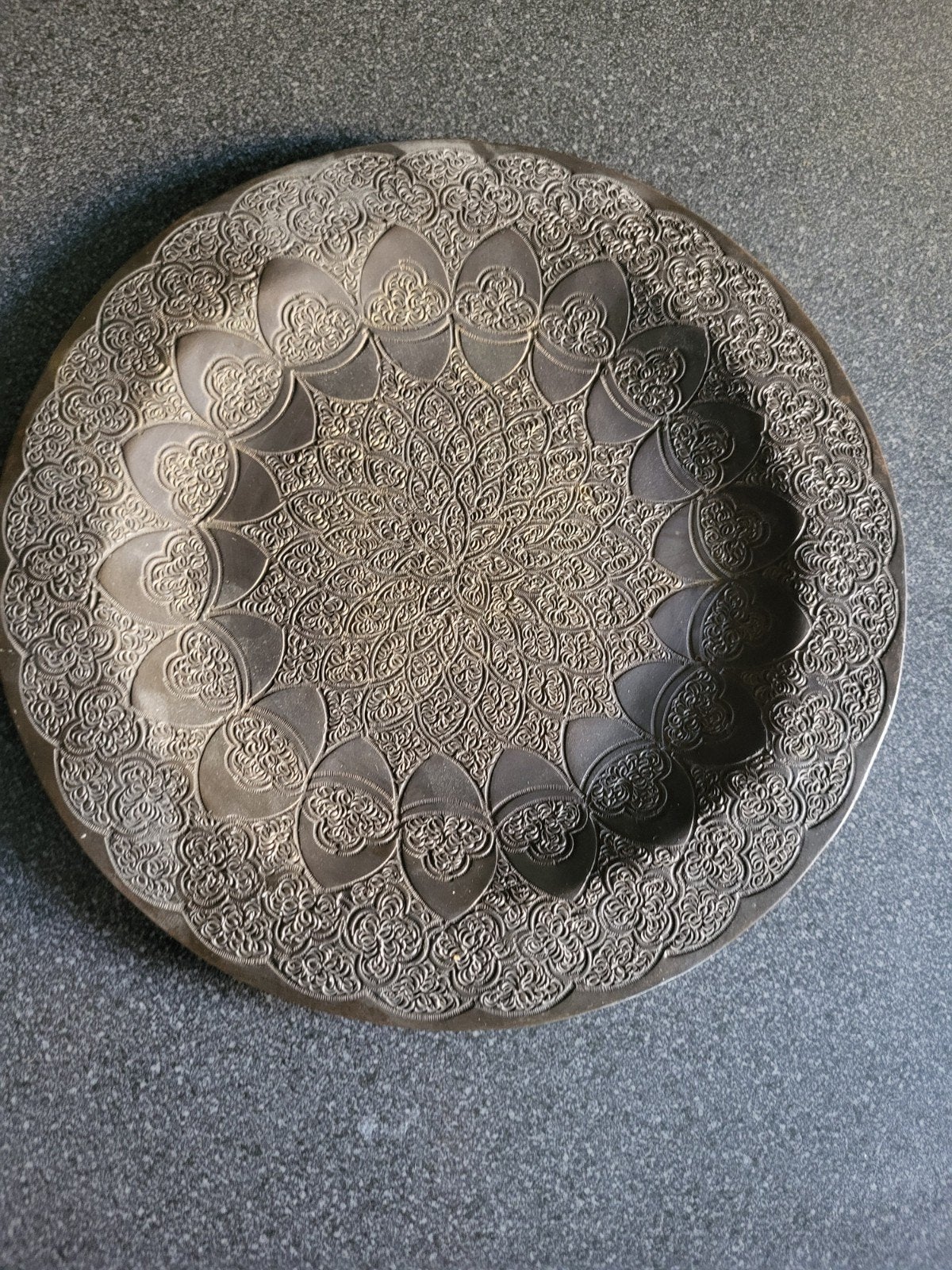 Decoratieve Oude Koperen Wandplaat met Reliëf, Ophalen