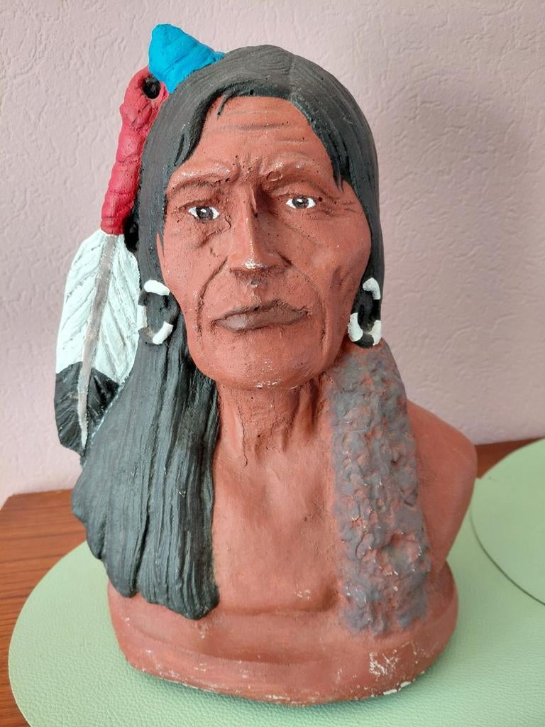 Oude Buste van een Indiaan, Ophalen of Verzenden