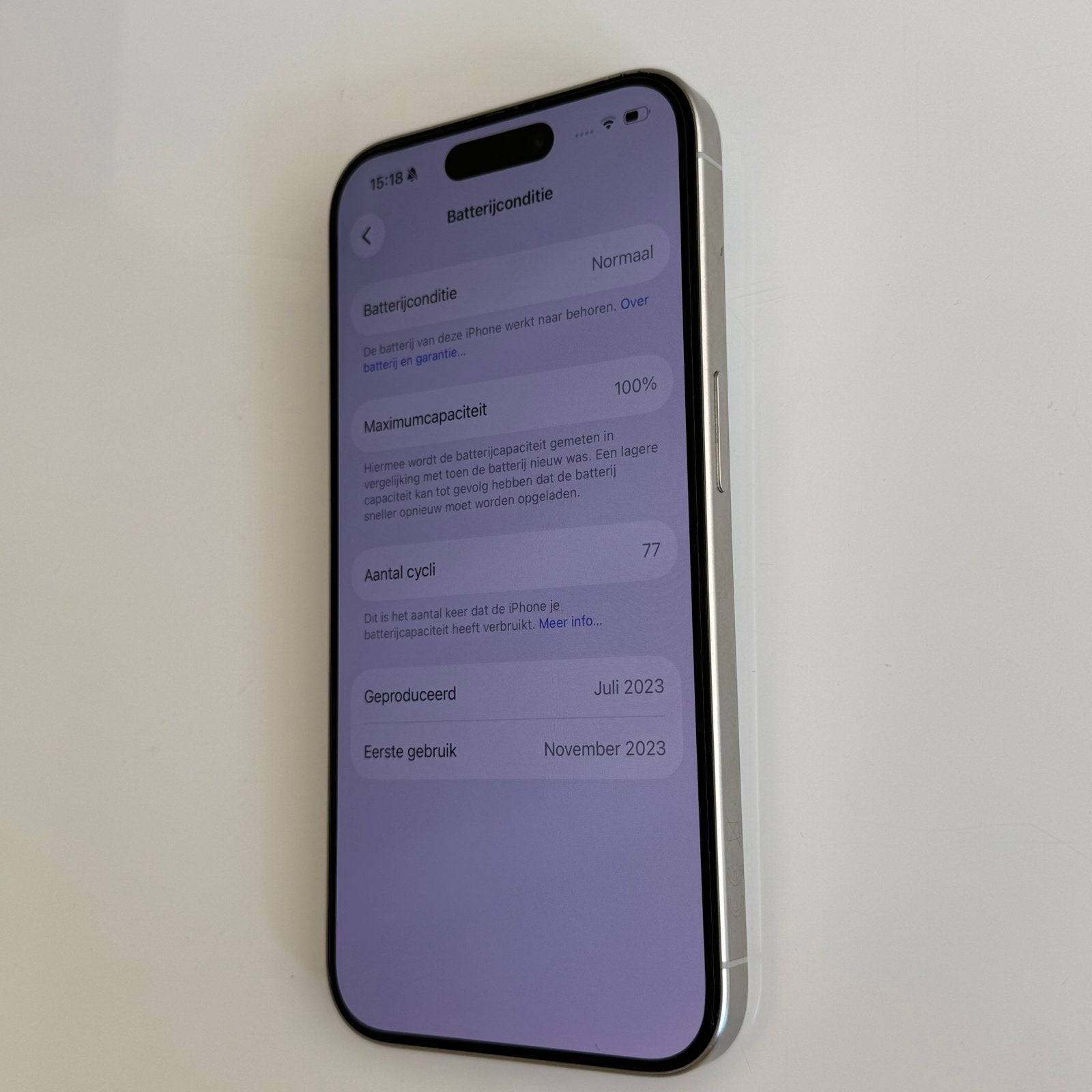 iPhone 15 Pro, 128 GB, Wit, Ophalen of Verzenden, Zo goed als nieuw