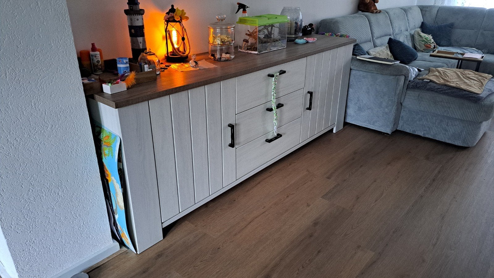 Dressoir, tv kast en eettafel whitwash met veel opbergruimte, Huis en Inrichting, Ophalen, Gebruikt