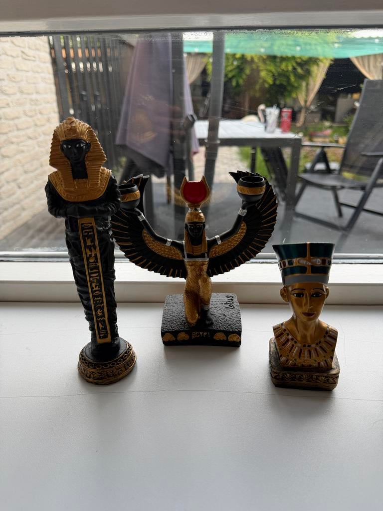 Egyptische Decoratie Beelden - Set van 3, Ophalen of Verzenden, Zo goed als nieuw