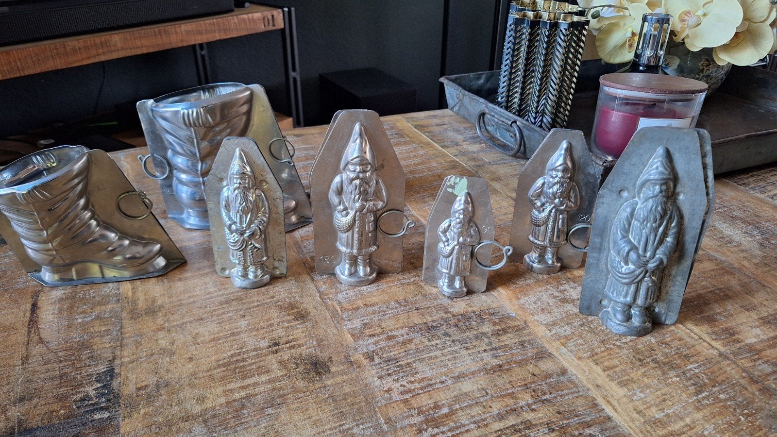 oude chocolade vormen,  kerstmannen en laarzen, zie foto's, Ophalen of Verzenden