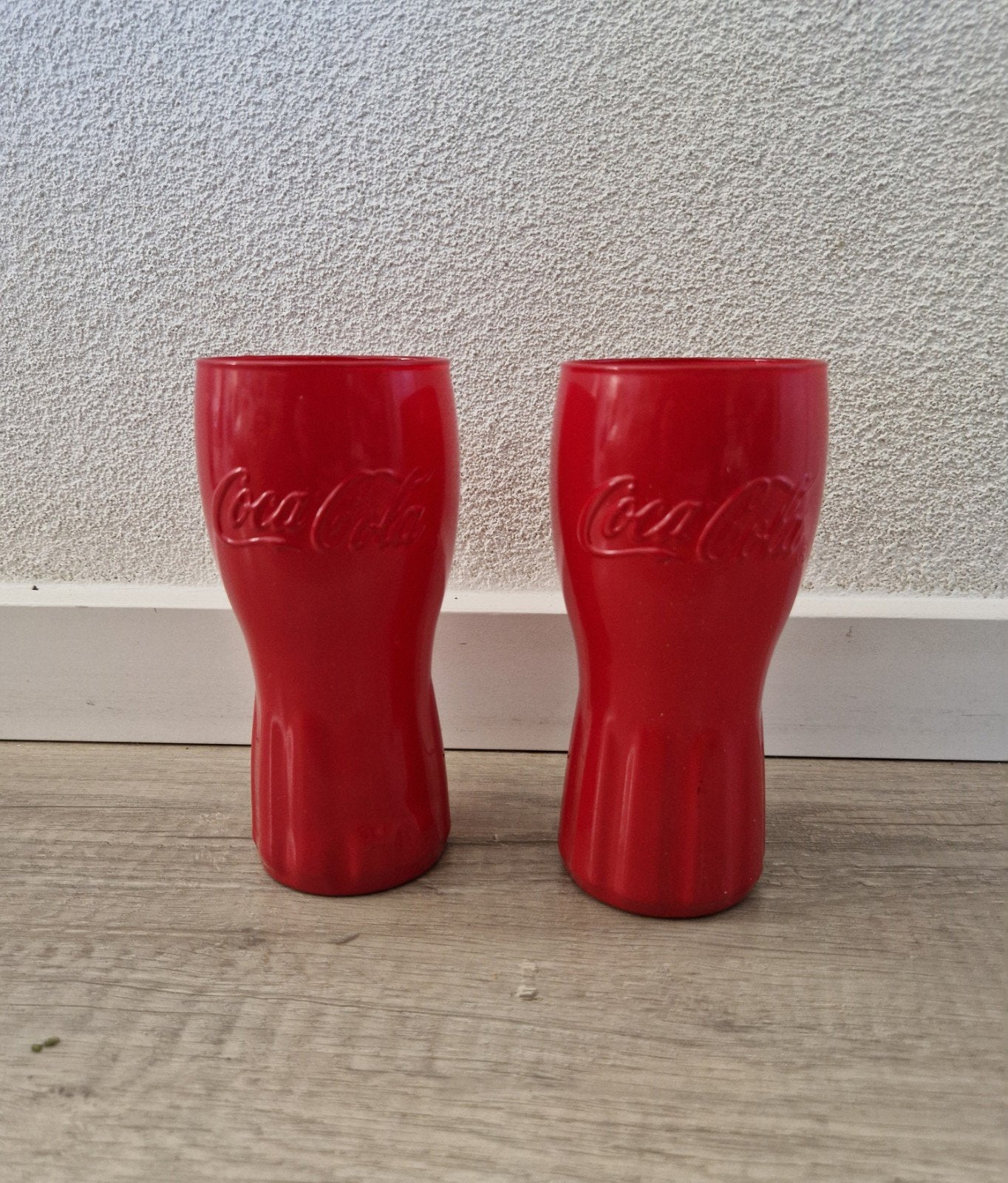rode coca cola glas glazen 2 stuks McDonald's rood, Glas of Glazen, Ophalen of Verzenden, Overige stijlen, Glas