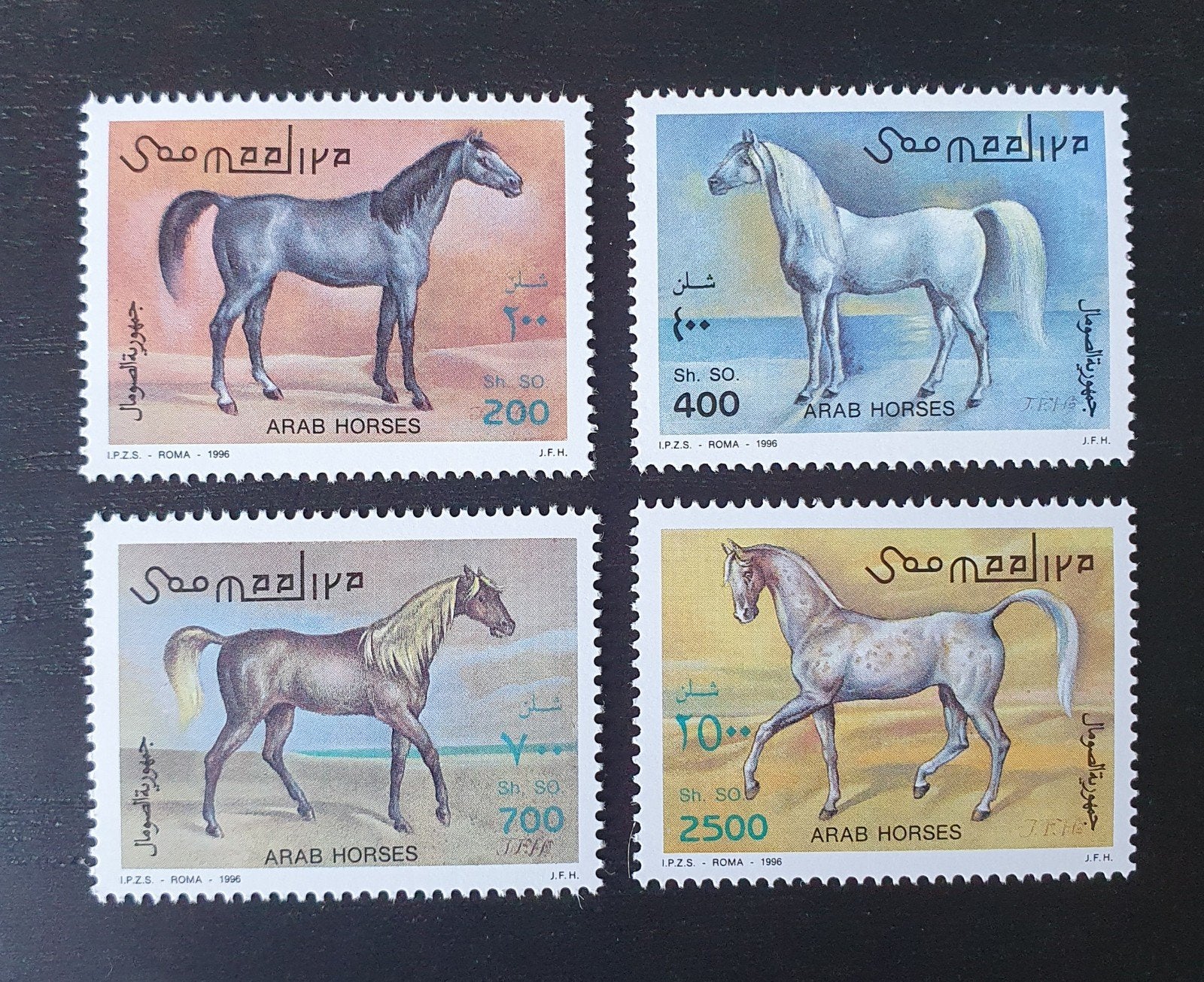Somalie 1996 Arabische Paarden Michel 588-591 postfris, Verzenden, Postfris, Dier of Natuur