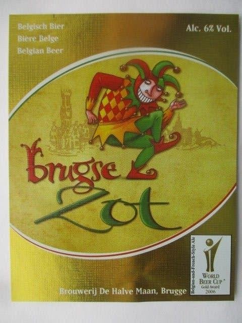 bieretiket Belgie 18-6 (L42) halve maan, Ophalen of Verzenden, Gebruikt, Overige typen, Overige merken