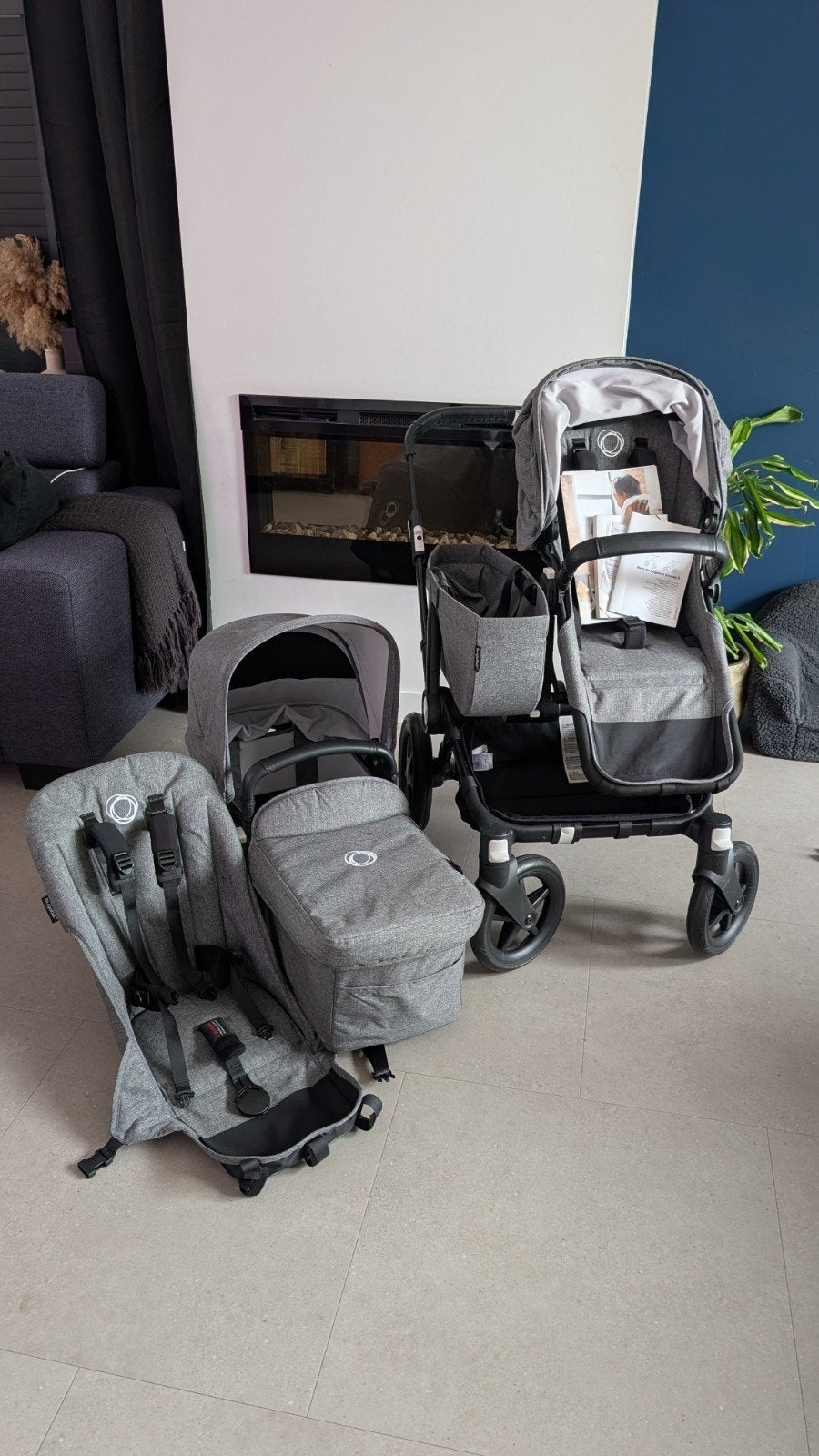 Met garantie & bon aanwezig !!! - Bugaboo Donky 5 Duo Grijs, Ophalen, Zo goed als nieuw, Bugaboo, Verstelbare duwstang