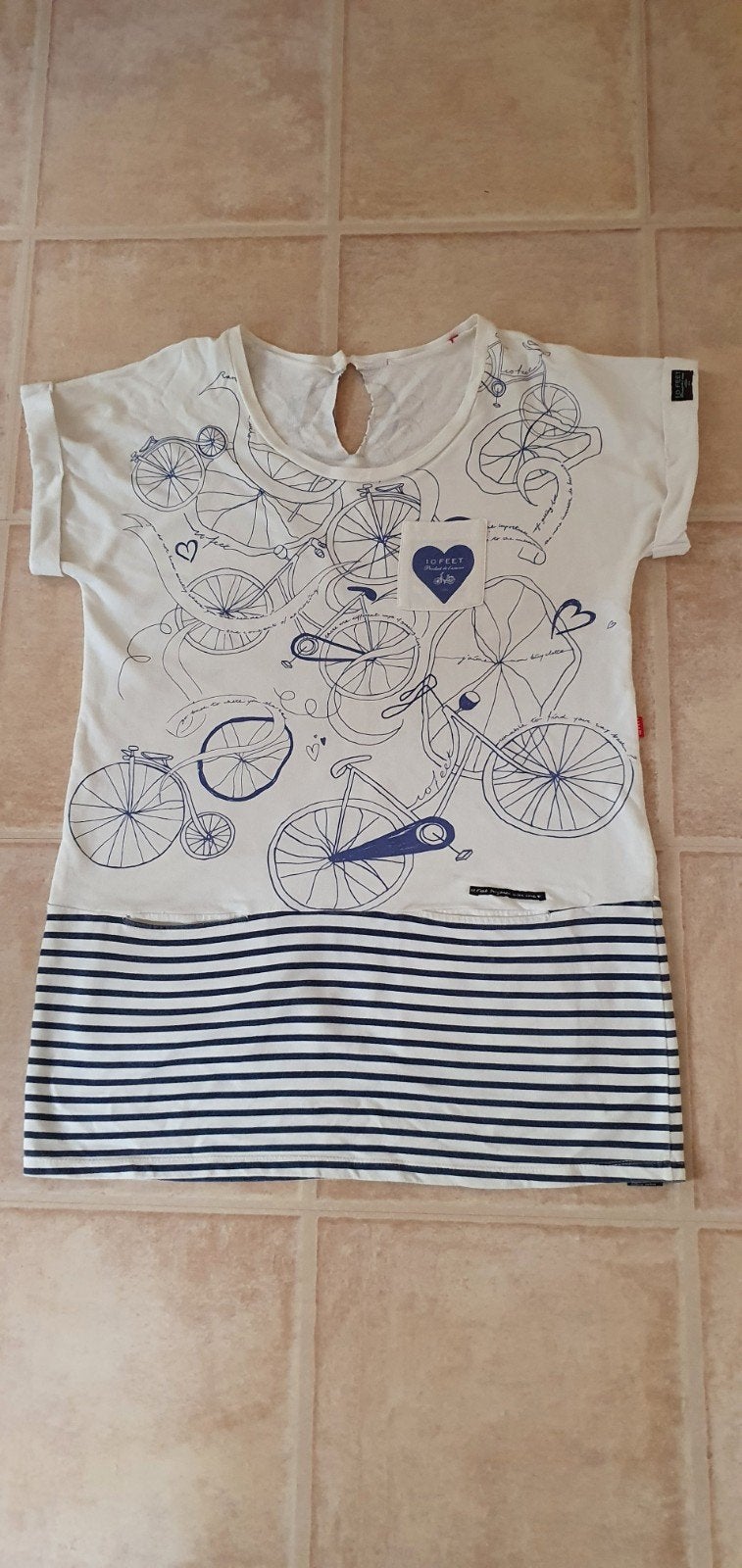 10 Feet jurk shirt met fietsenprint en strepen, Kleding | Dames, 10 Feet, Wit, Maat 42/44 (L), Ophalen of Verzenden