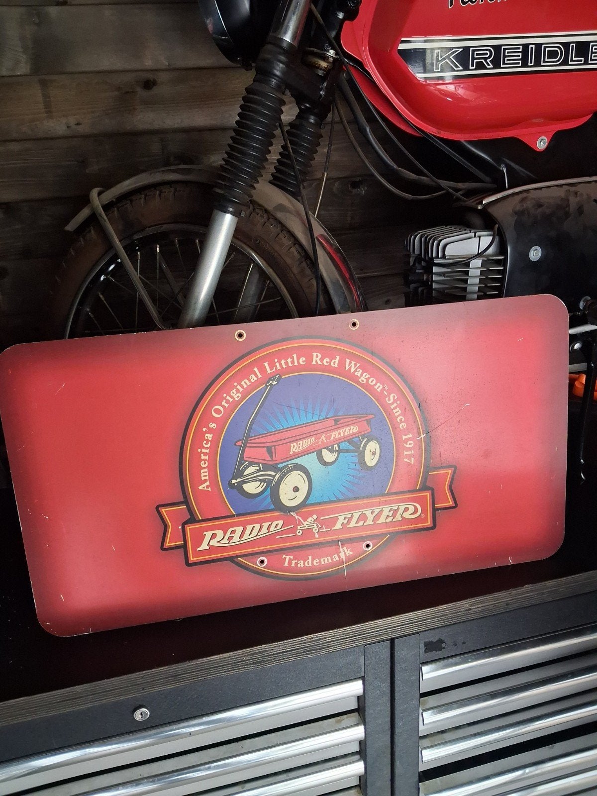 oud reclamebord Radio Flyer, Ophalen, Gebruikt, Reclamebord