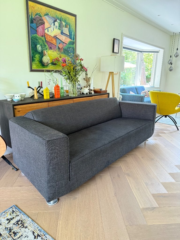 3-zitsbank (antraciet), Huis en Inrichting, Banken | Bankstellen, Ophalen, Gebruikt, Driepersoons, 75 tot 100 cm