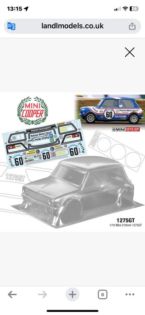 Mini Cooper 1275GT RC Decals, Hobby en Vrije tijd, Modelbouw | Radiografisch | Auto's, Ophalen of Verzenden, Zo goed als nieuw