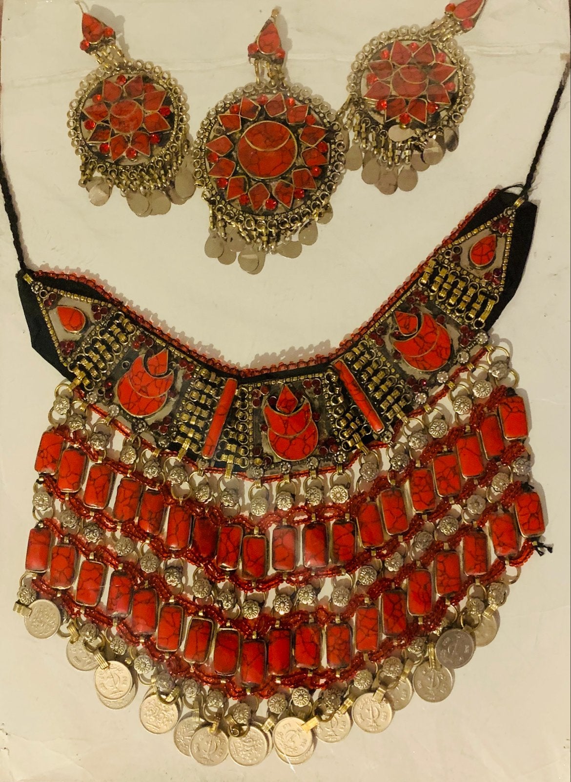 Prachtige Indiase/Afghaanse ketting en oorbellen set, Overige materialen, Overige kleuren, Nieuw, Ophalen of Verzenden