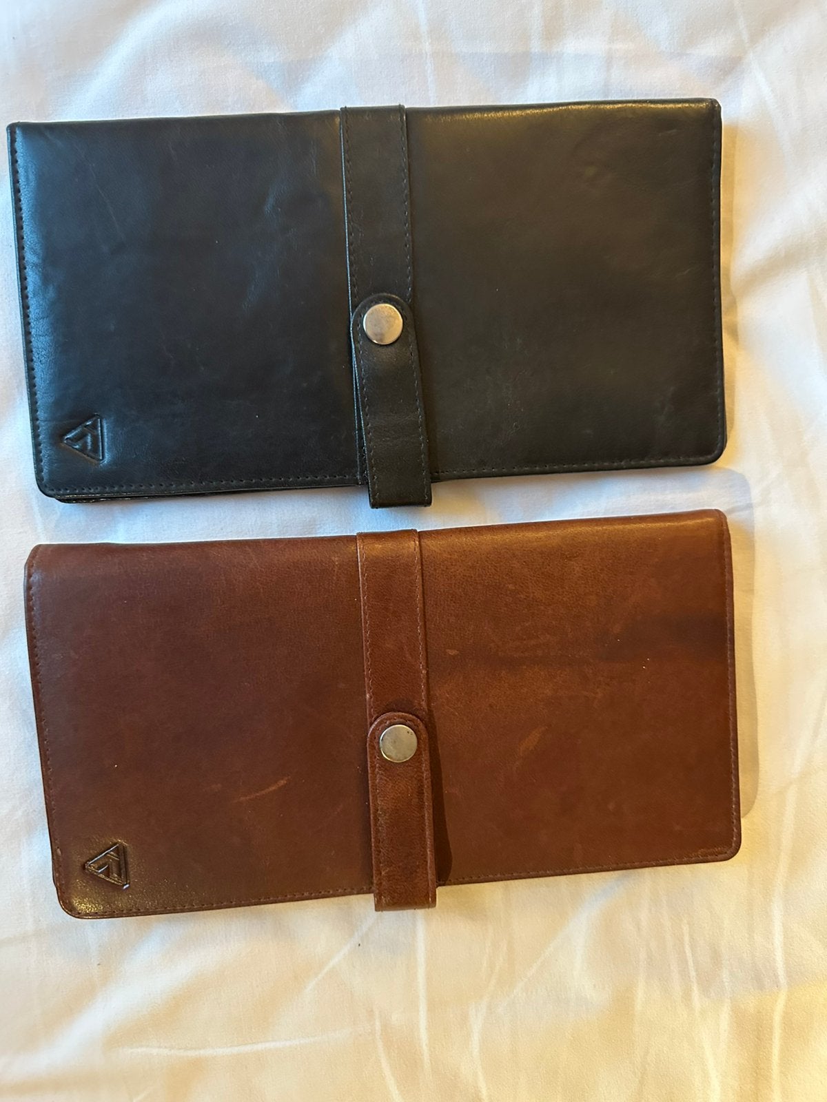 Genuine Leather Long Wallet – Black & Brown, Ophalen of Verzenden, Zo goed als nieuw, Zwart