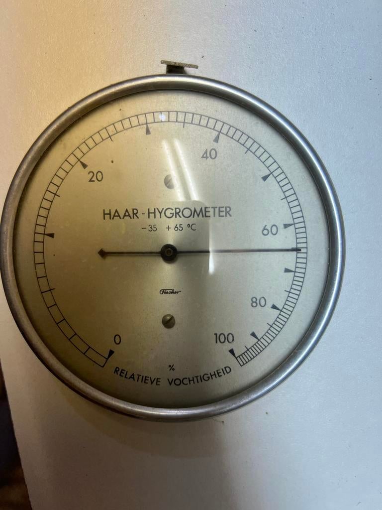 Vintage Fischer Haar-Hygrometer en Thermometer, Ophalen of Verzenden, Zo goed als nieuw