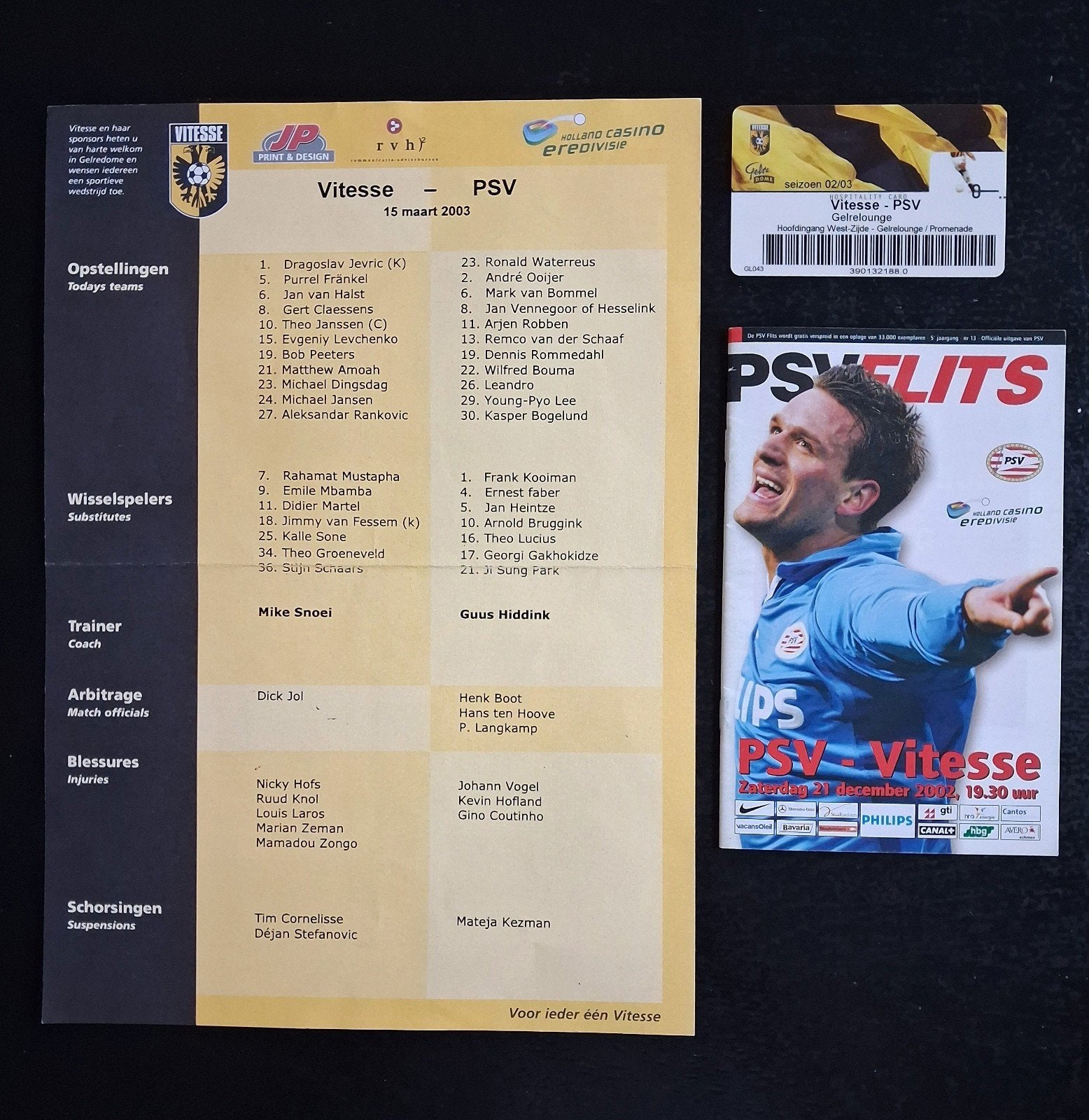 Vitesse opstelling en card  en uit programmaboekje 2003-2004, Ophalen of Verzenden, Vitesse