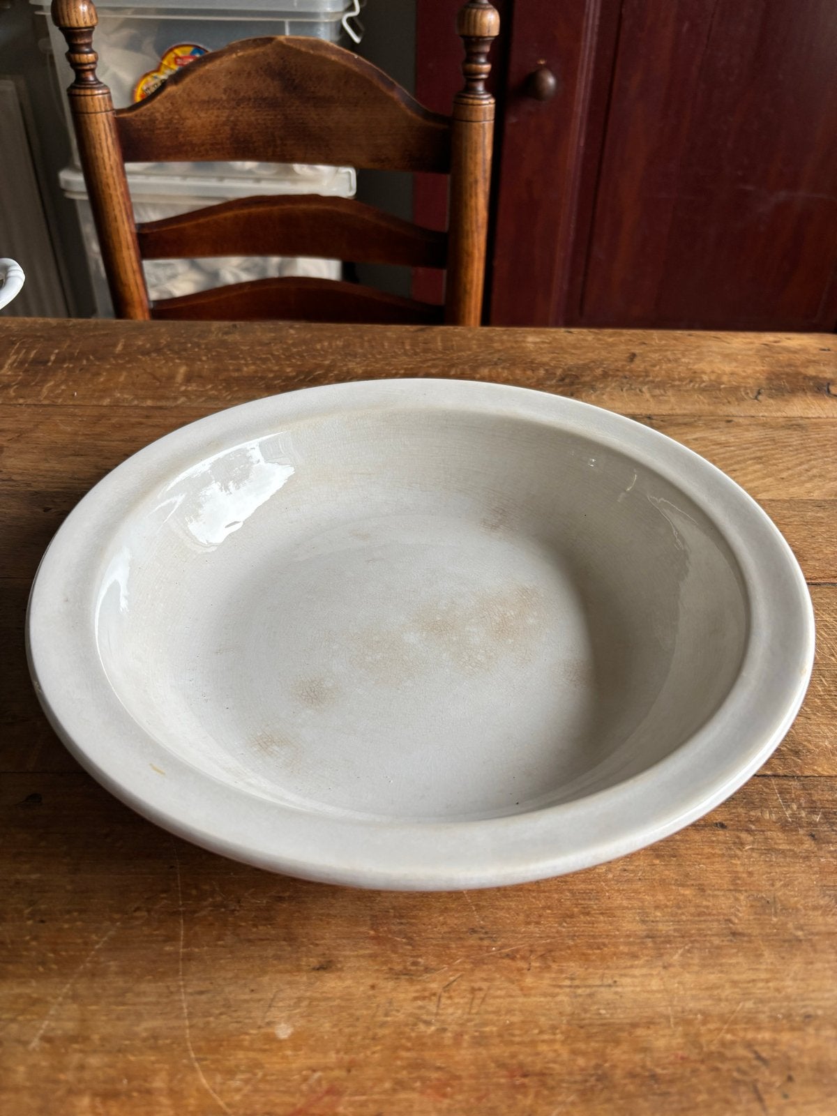 Vintage witte schaal - Fruitschaal of pastaschaal, Ophalen of Verzenden