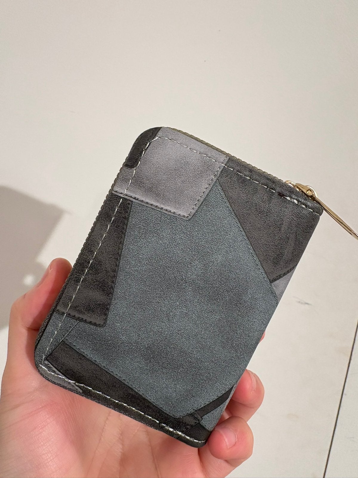 Stijlvolle Portemonnee met Dubbele Rits - Grijs Patchwork, Sieraden, Tassen en Uiterlijk, Portemonnees, Nieuw, Overige merken