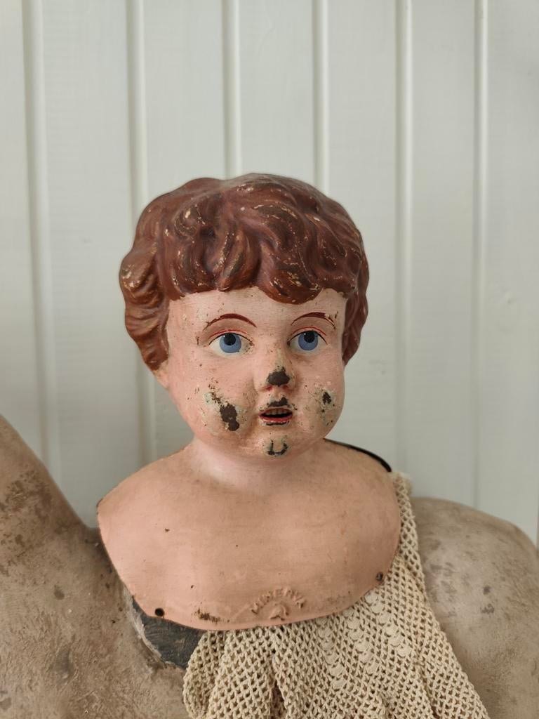 ANTIEK MINERVA POPPEN HOOFDJE, Verzamelen, Poppen, Ophalen of Verzenden, Gebruikt, Pop