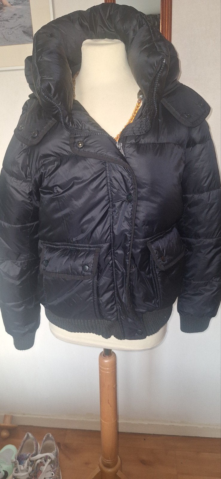Abercrombie & Fitch Zwarte Jas Maat L, Zwart, Maat 42/44 (L), Ophalen of Verzenden, Zo goed als nieuw