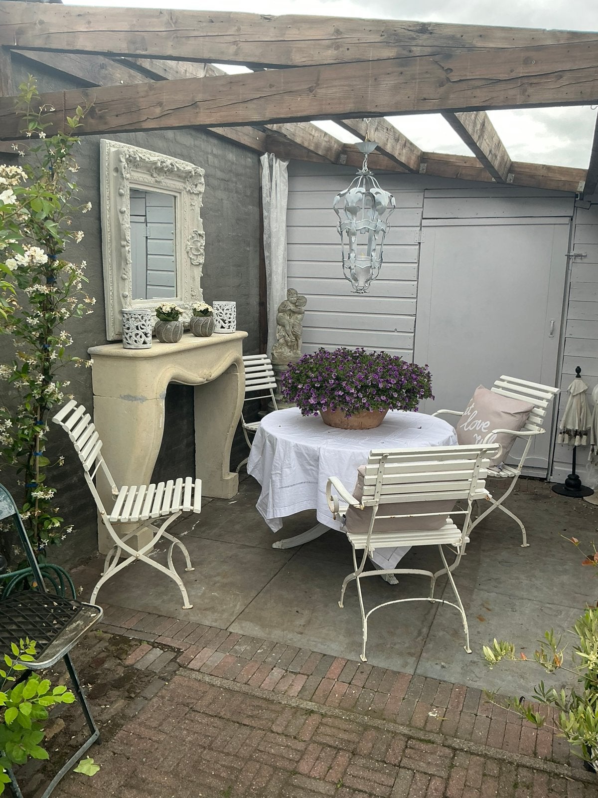 4 Franse gietijzeren tuin stoelen, Ophalen
