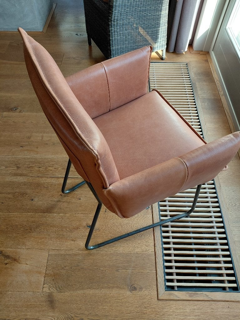 Jess Design fauteuil, cognac leer, Huis en Inrichting, Ophalen, Bruin, Nieuw, Modern, Industrieel, Tijdloos