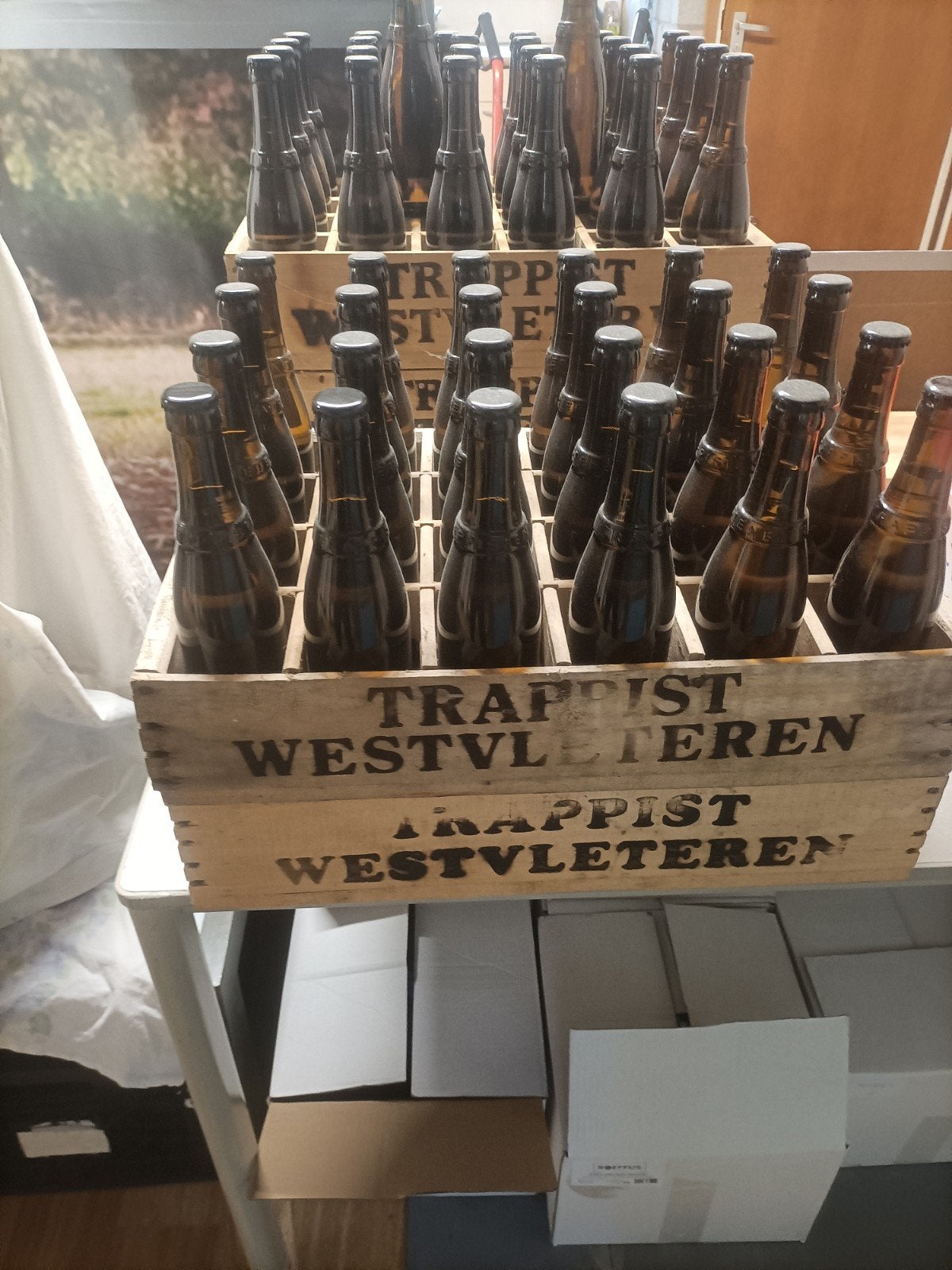 5 houten Trappist Westvleteren kratten in zeer goede staat, Verzamelen, Ophalen, Zo goed als nieuw