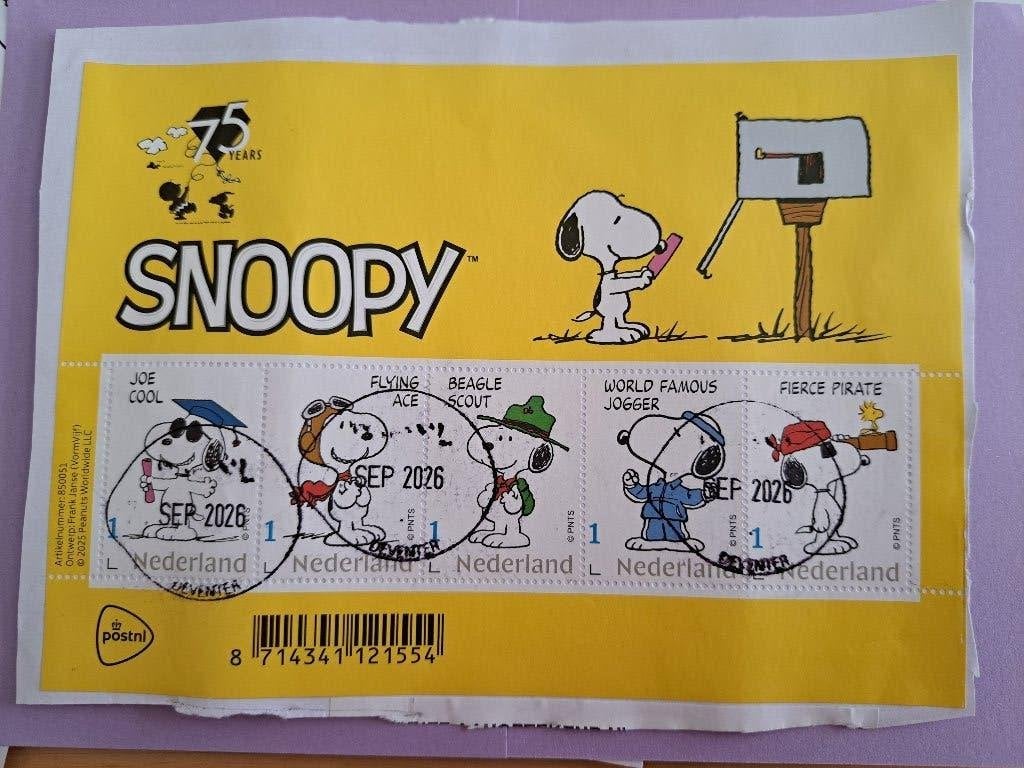 POSTZEGELS - NEDERLAND- BLOK SNOOPY GESTEMPELD, Postzegels en Munten, Ophalen of Verzenden, Na 1940, Gestempeld