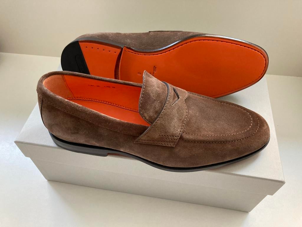 NIEUWE goodyear Santoni bruin suede loafers maat 42 s, Loafers, Bruin, Nieuw, Ophalen of Verzenden