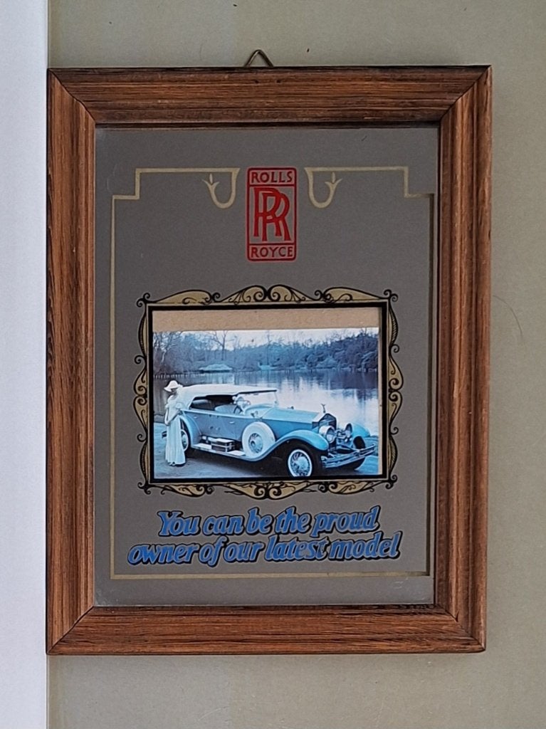 vintage Rolls Royce spiegel met kader v foto eigen oldtimer, Ophalen of Verzenden