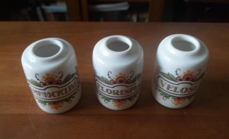 3x kleine apothekerspot 5 cm Amphocycline Florispec Velosef, Ophalen of Verzenden