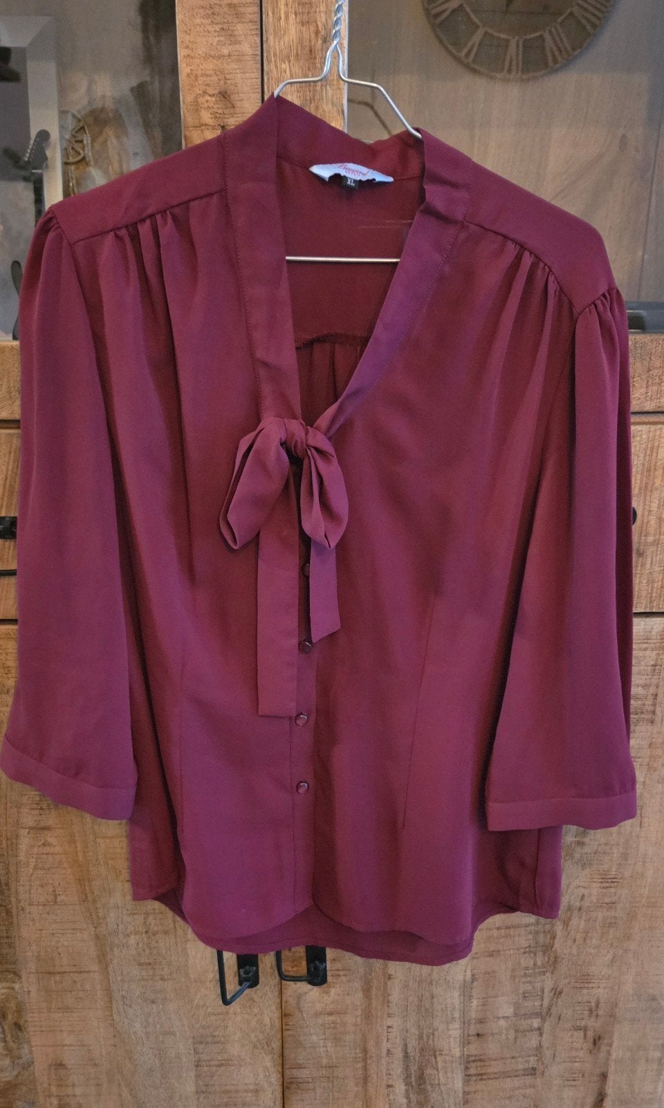 Blouse bordeaux Banned retro XL, Ophalen of Verzenden, Maat 46/48 (XL) of groter, Rood