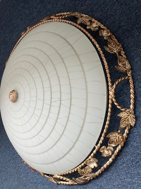 Vintage glazen plafonnière, Hilversum, Ophalen, Gebruikt, Glas