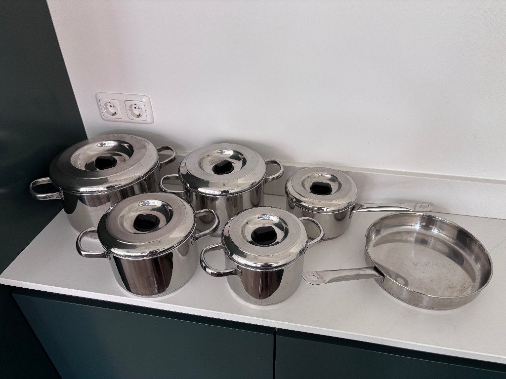 Pannenset Sola 6-delig, Ophalen, Pannenset, Zo goed als nieuw, Met handvatten