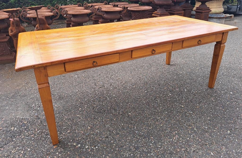 Prachtige hout gepinde oude Franse tafel 220 x 99 x 78 cm, Antiek en Kunst, Antiek | Meubels | Tafels, Ophalen