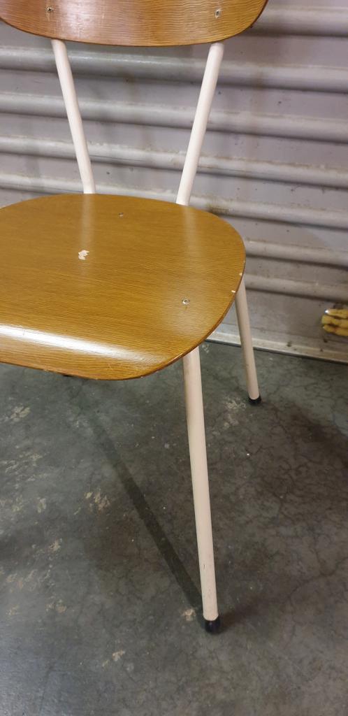stoel retro metaal met gefineerd hout, Ophalen of Verzenden