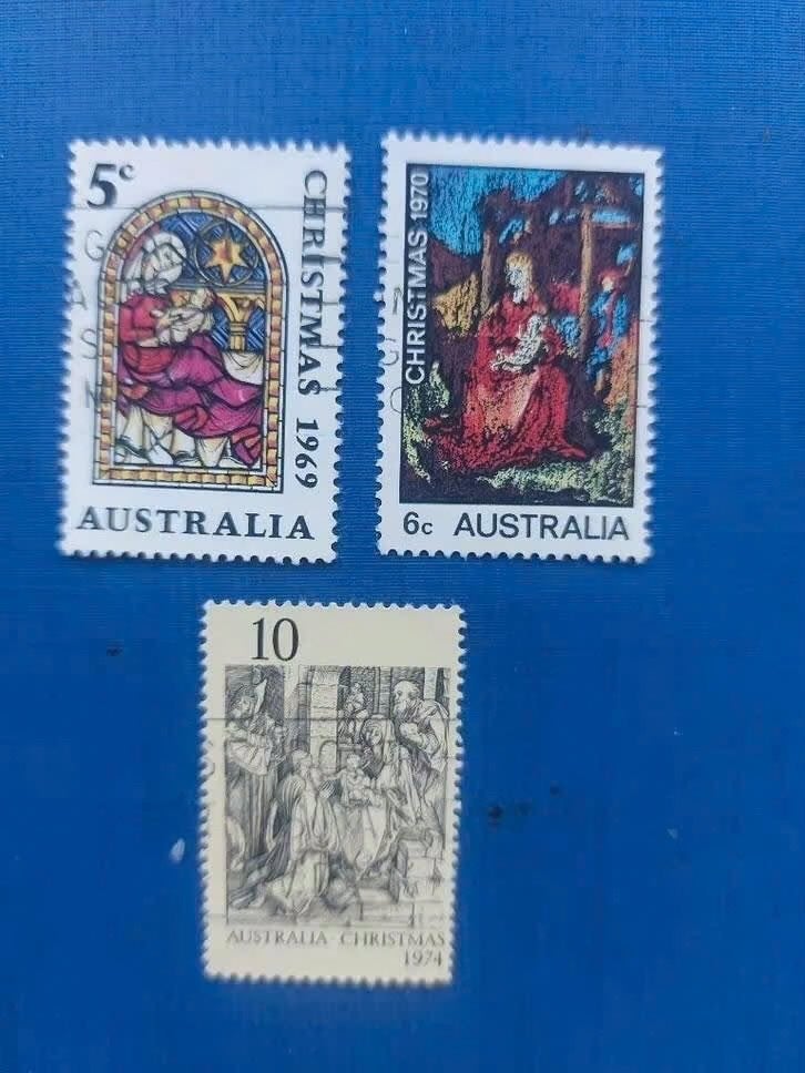 Postzegel Australie 1969 70 en 74 3 kerstzegels 10-07, Postzegels en Munten, Ophalen of Verzenden, Gestempeld