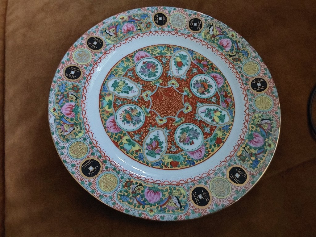 Vintage Chinees Rose Medallion bord, Ophalen
