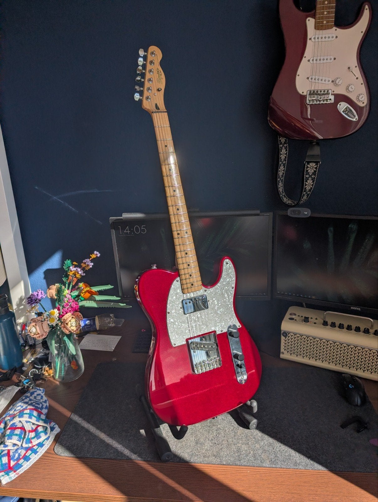 Squier Vintage Modified Telecaster SH in Candy Apple Red, Ophalen, Zo goed als nieuw, Solid body, Overige merken