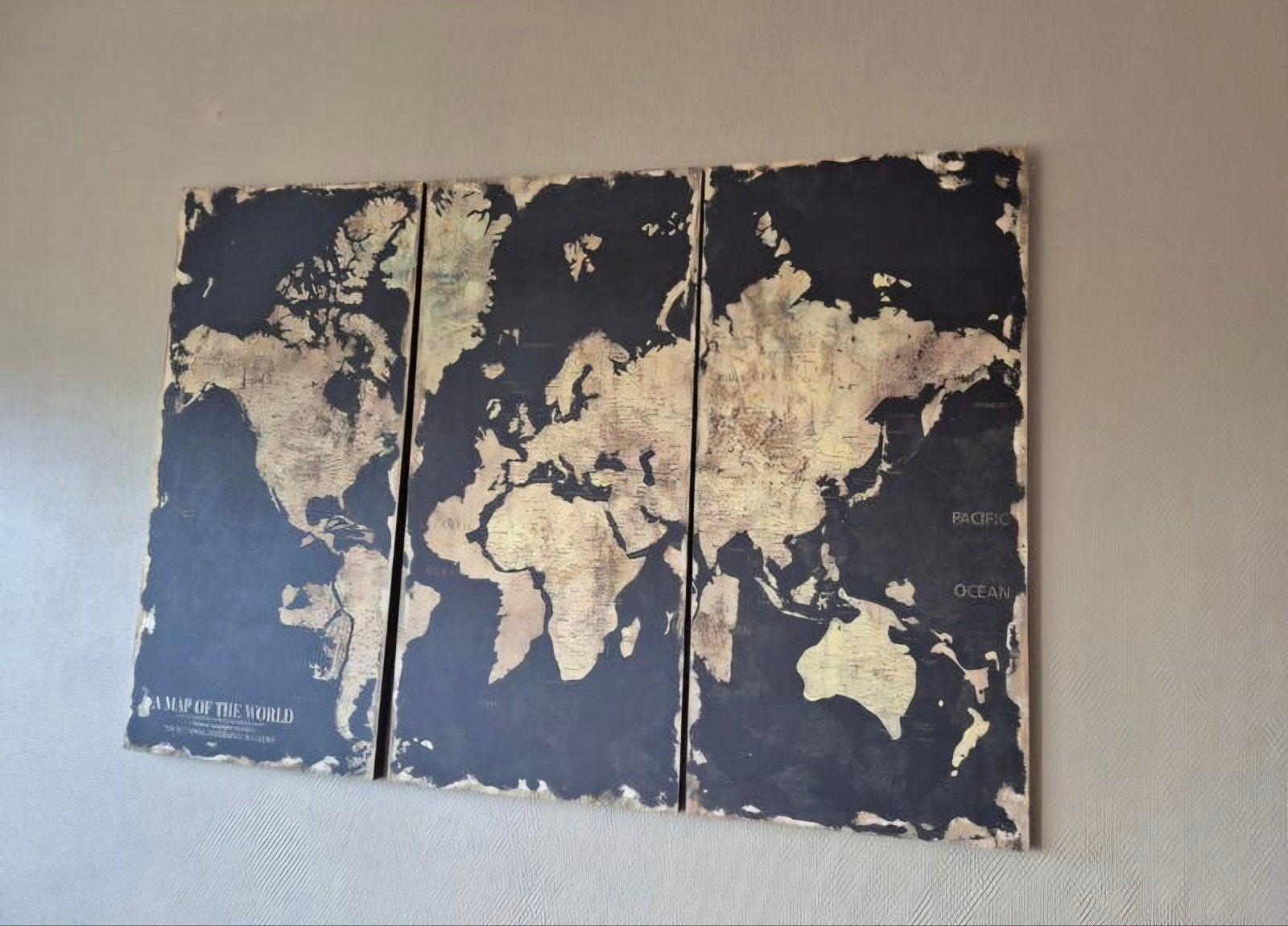 Landkaart hout 120x80 cm, Antiek en Kunst, Ophalen