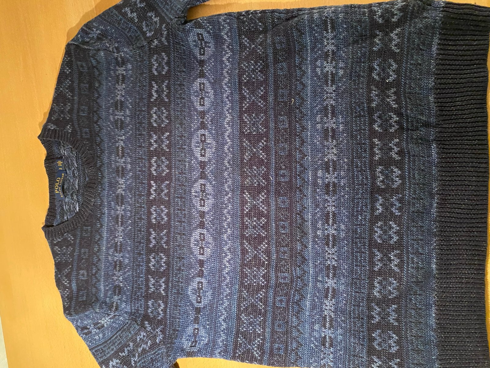 Polo Ralph Lauren blauwe trui ronde hals retro linnen katoen, Ophalen of Verzenden, Zo goed als nieuw, Maat 52/54 (L), Blauw
