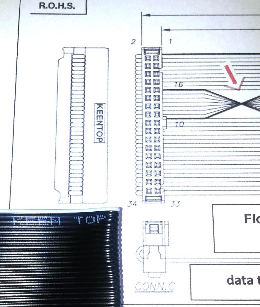 ASUS Floppy Disk Diskette Drive Flat Cable Kabel FDD KEENTOP, Computers en Software, Vintage Computers, Ophalen of Verzenden, Asus