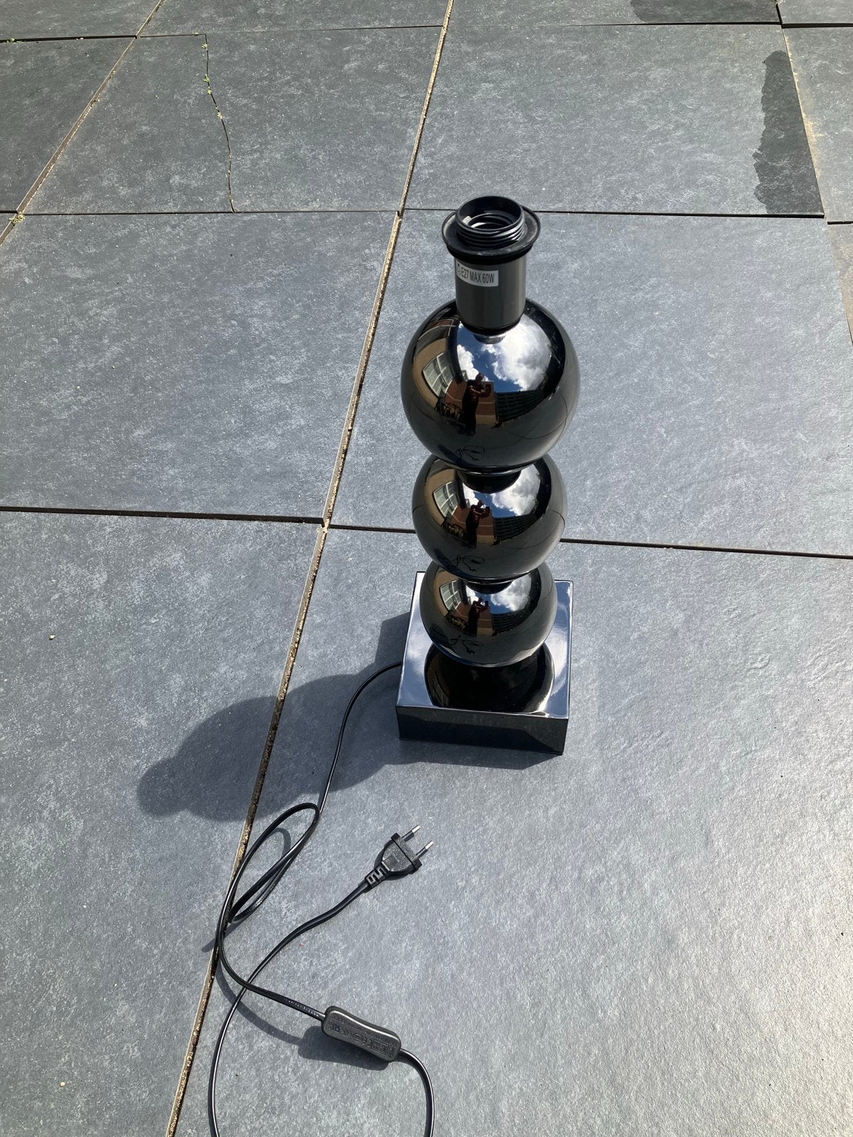 Zwart metallic lampenvoet - 50cm hoog, Ophalen, Gebruikt, Metaal, 50 tot 75 cm