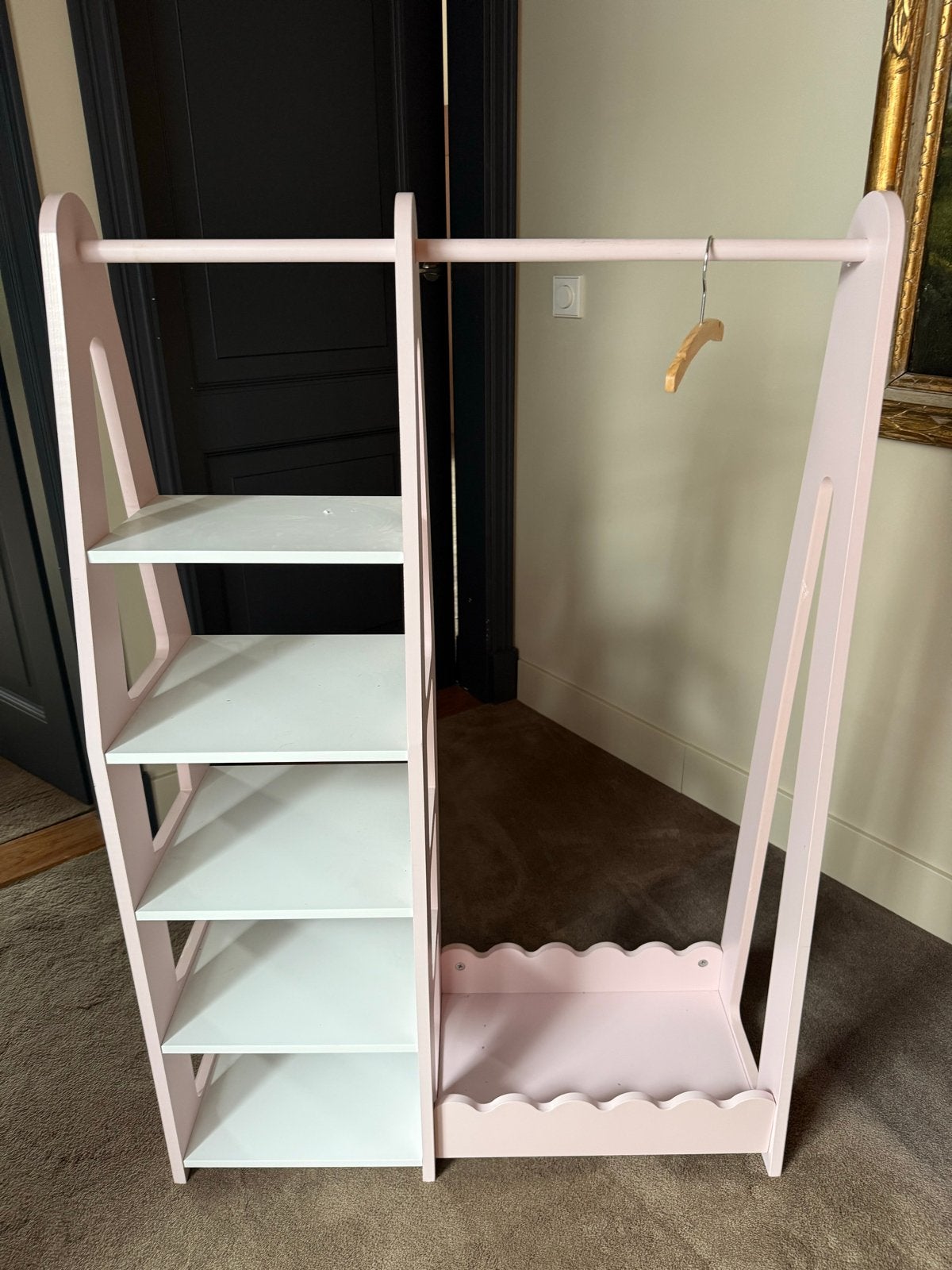 Roze kledingrek met planken voor kinderkamer, Ophalen, Zo goed als nieuw, Kast