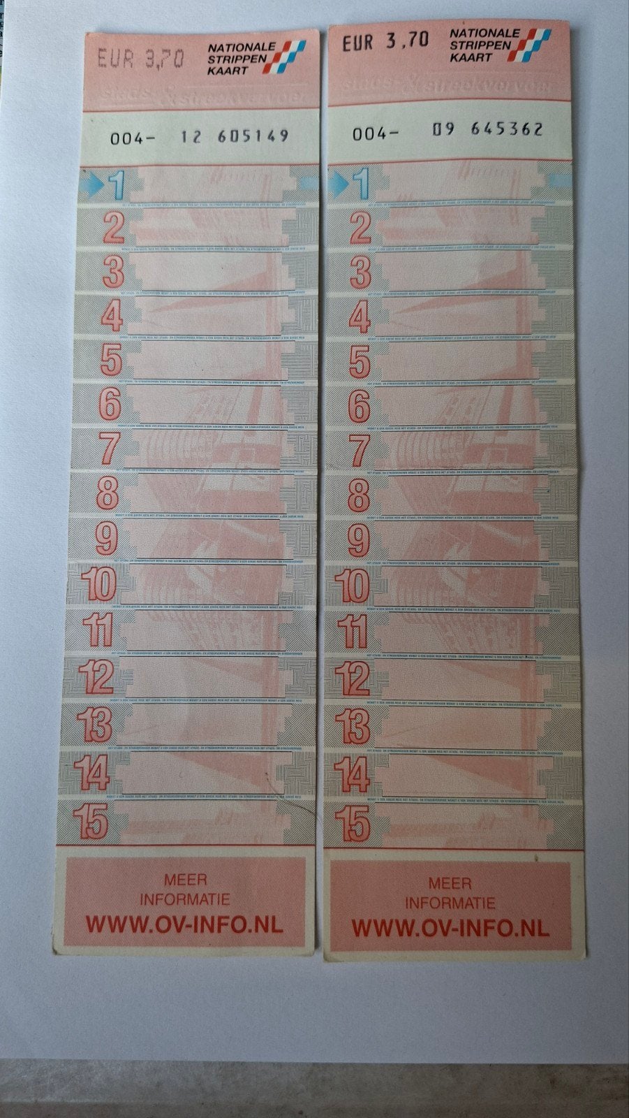 2 oude , lege, strippenkaarten, Verzamelen, Verzenden, Gebruikt, Trein, Overige typen